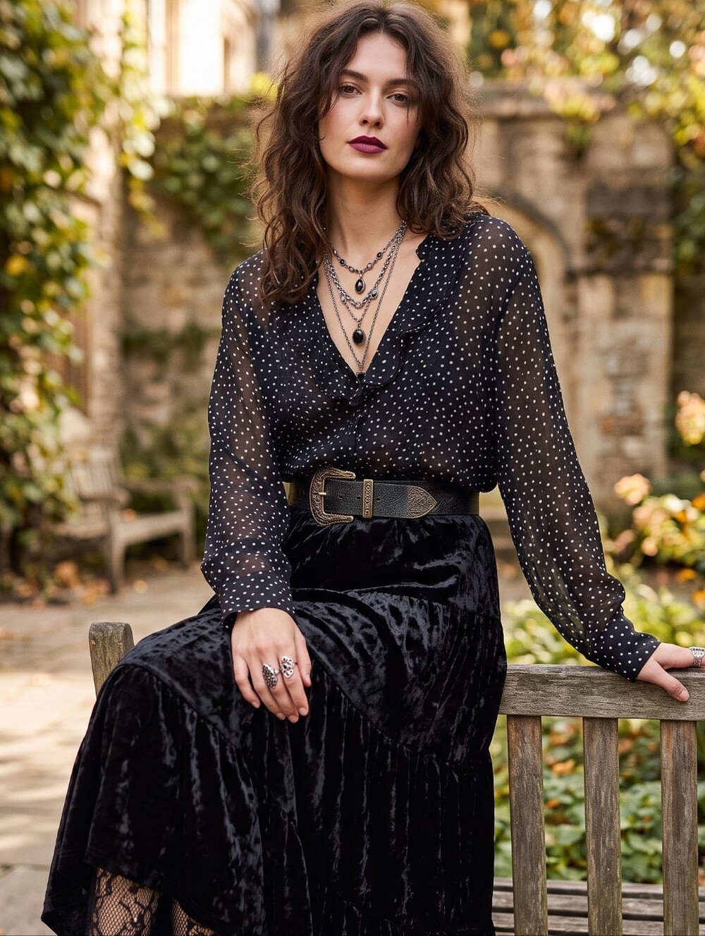 Debenhams Polka Dot Sheer Ruffle Blouse Whimsigoth Dark Romance Victorian Top